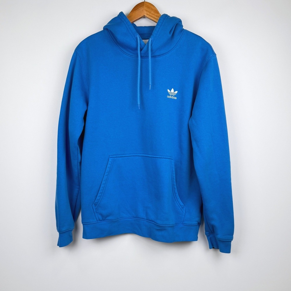 Adidas Hoodie Mens M Blue Trefoil Logo Pullover Sweatshirt Pocket